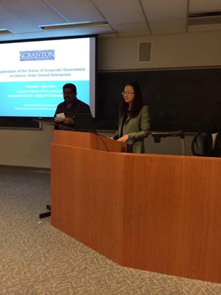 總經(jīng)理陳慶博士在美國斯克蘭頓大學(xué)做中國國有企業(yè)公司治理學(xué)術(shù)講座（一）